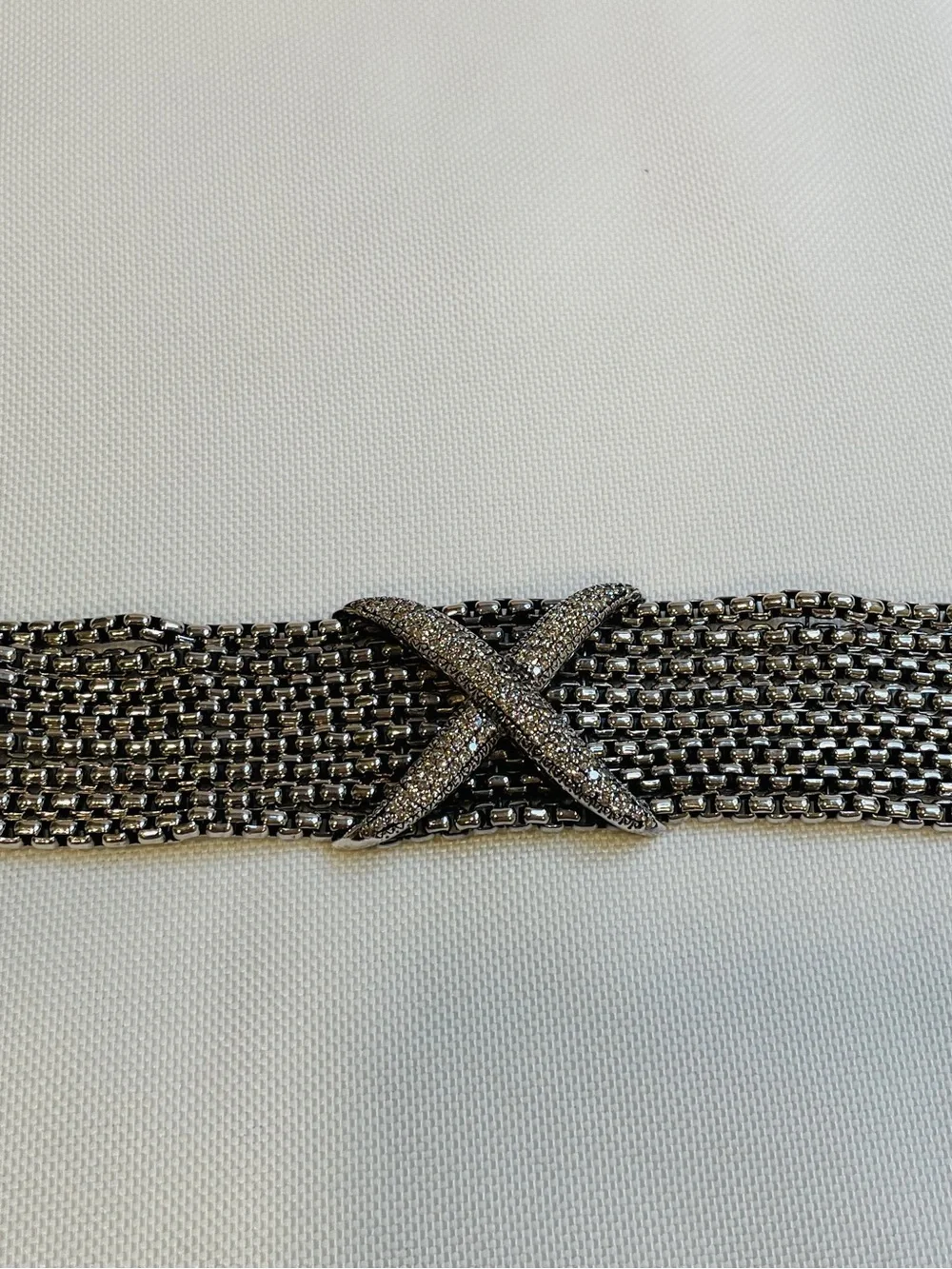 David Yurman Sterling Silver And Diamond Eight Row X Bracelet - Picture 12 of 12